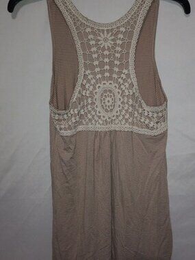 Maria Gabrielle M Tan Crochet Tank Top